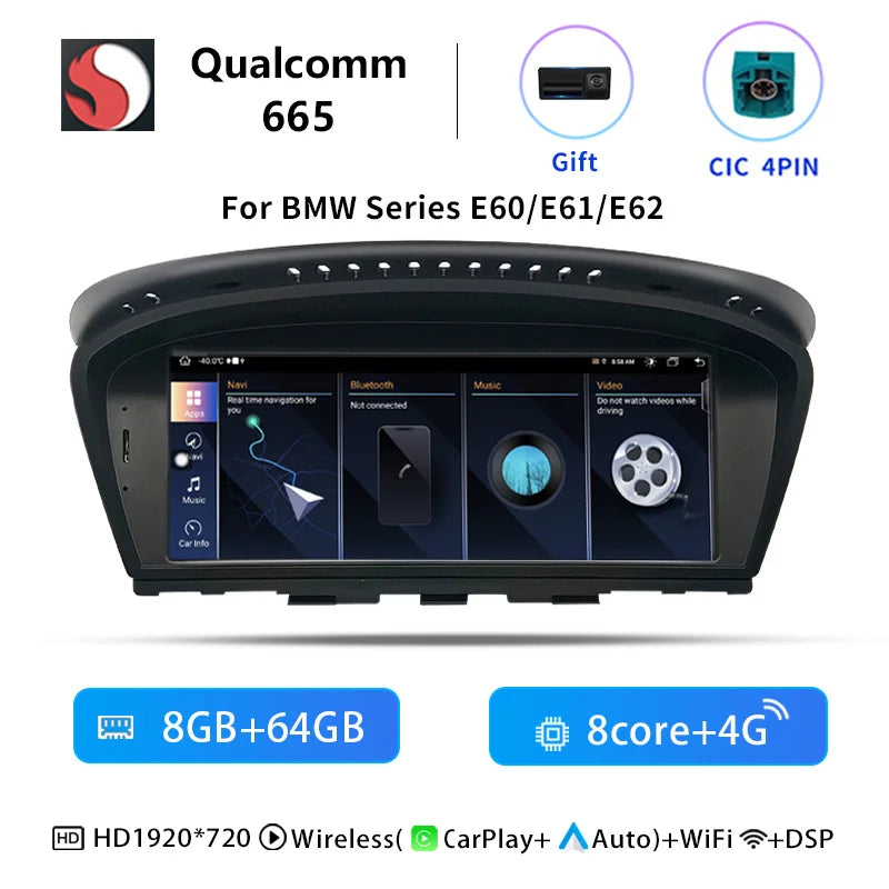 Uckazy AutoRadio Android 14 For BMW Series 5/3 E60 E61 E62 E63 E90 E91 Multimedia CIC CCC GPS Navigation Head Unit Stereo Audio Screen