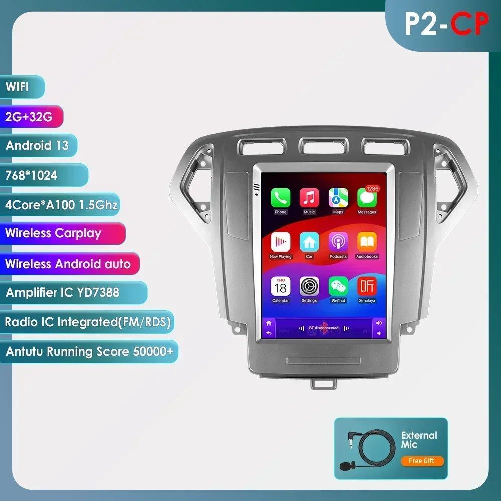 Android 13 Wireless Carplay GPS for Ford Mondeo MK4 Galaxy 2007 - 2010 9.7" Car Multimedia Player 4G DSP BT RDS 2 Din Stereo SWC