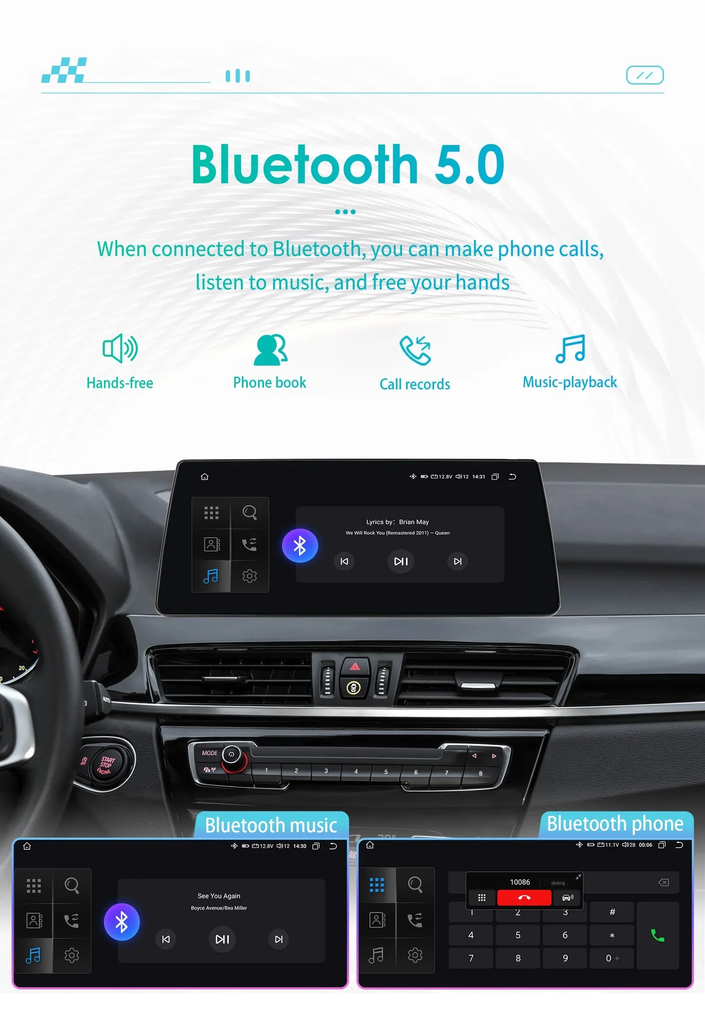 Android 13 Automotive Multimedia 2Din Wireless Carplay Android Auto for BMW X1 F48 (2016-2017)NBT Support AI Pro RDS BT WIFI GPS