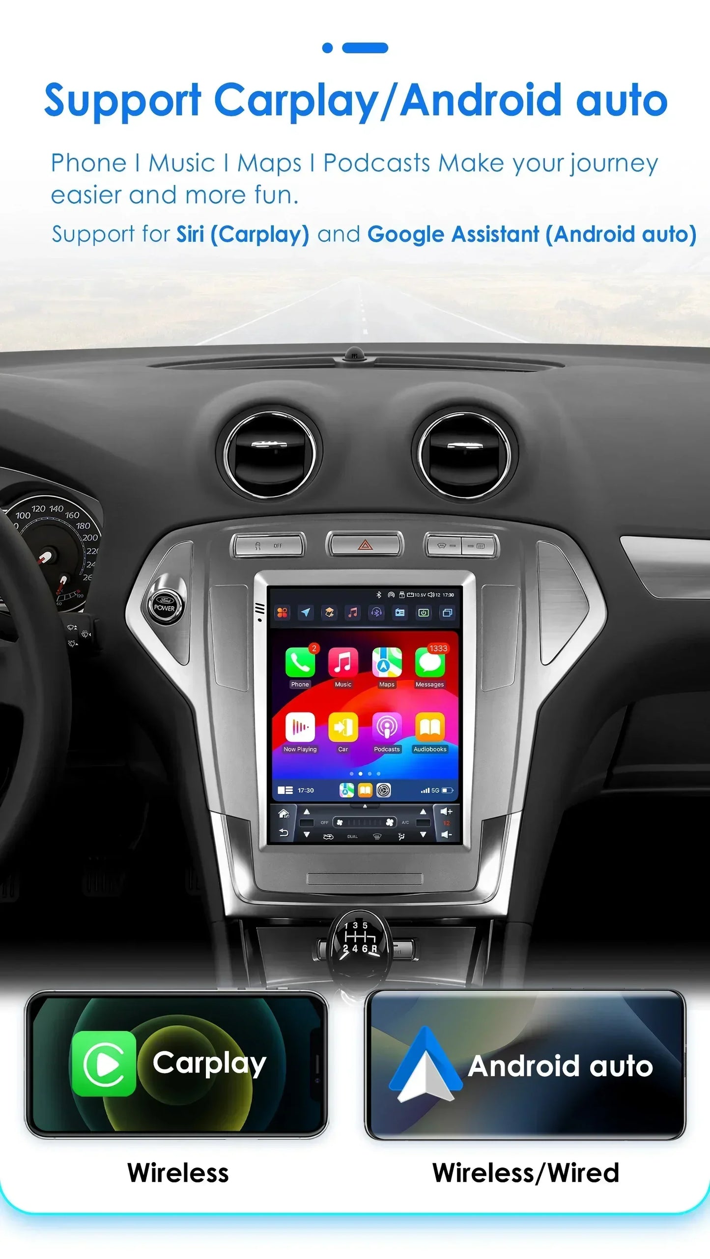 Android 13 Wireless Carplay GPS for Ford Mondeo MK4 Galaxy 2007 - 2010 9.7" Car Multimedia Player 4G DSP BT RDS 2 Din Stereo SWC