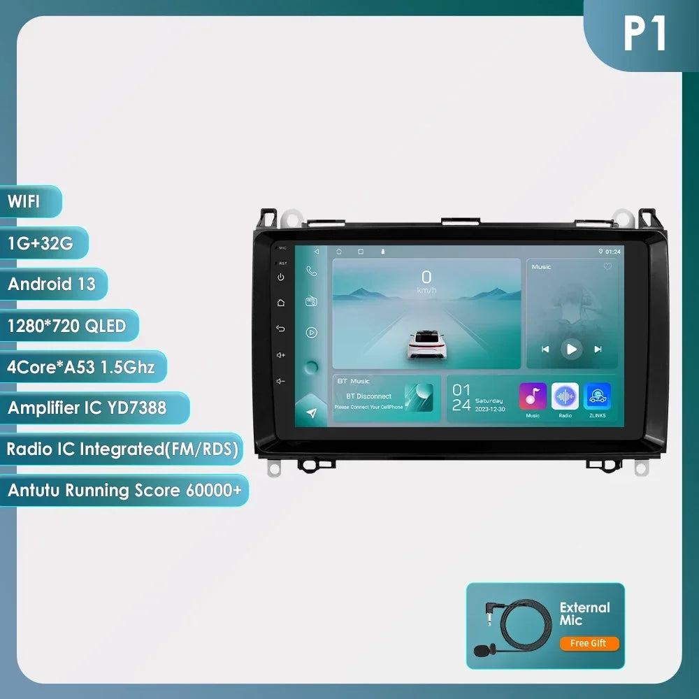 Android 13 Octa Core AI Auto Car Radio Multimedia Player for Mercedes Benz B200 W169 W245 Viano Vito W639 Sprinter W906 CarPlay