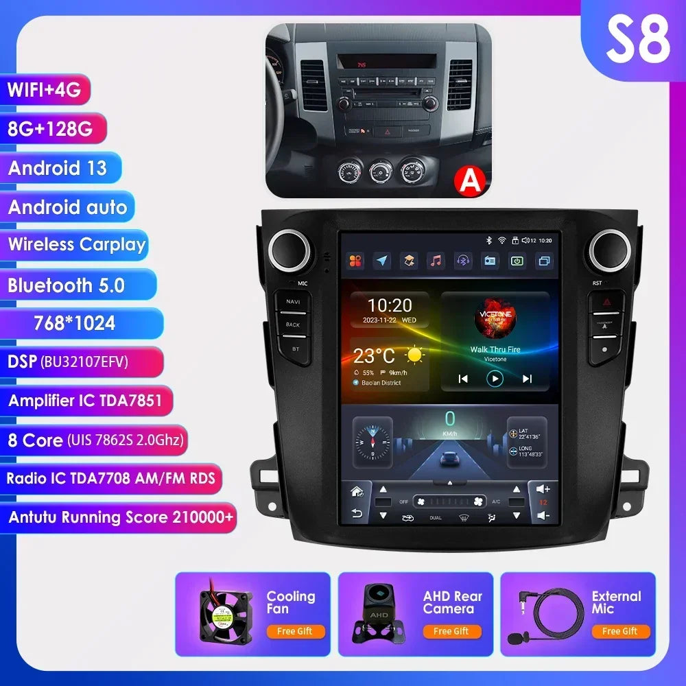 Android 13 Wireless Carplay GPS Stereo for Mitsubishi Outlander XI 2 2008 - 2011 9.7" Car Radio Multimedia Player 4G BT DSP 2din