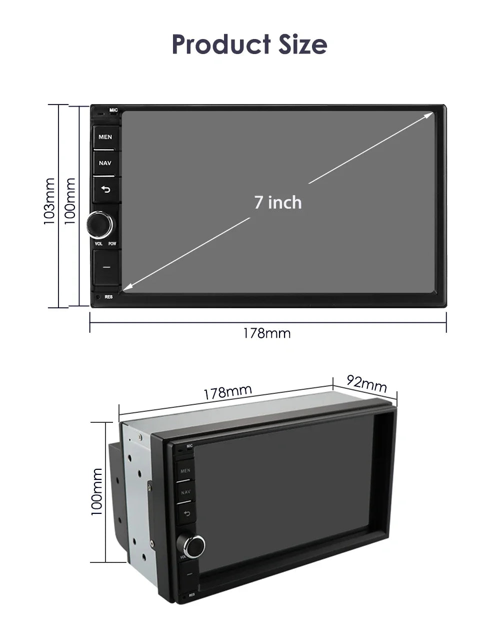Android 14 7" Smart Car Systems 2 Din Wireless Carplay Android Auto for Universal Stereo Multimedia Player Navigation Head Unit