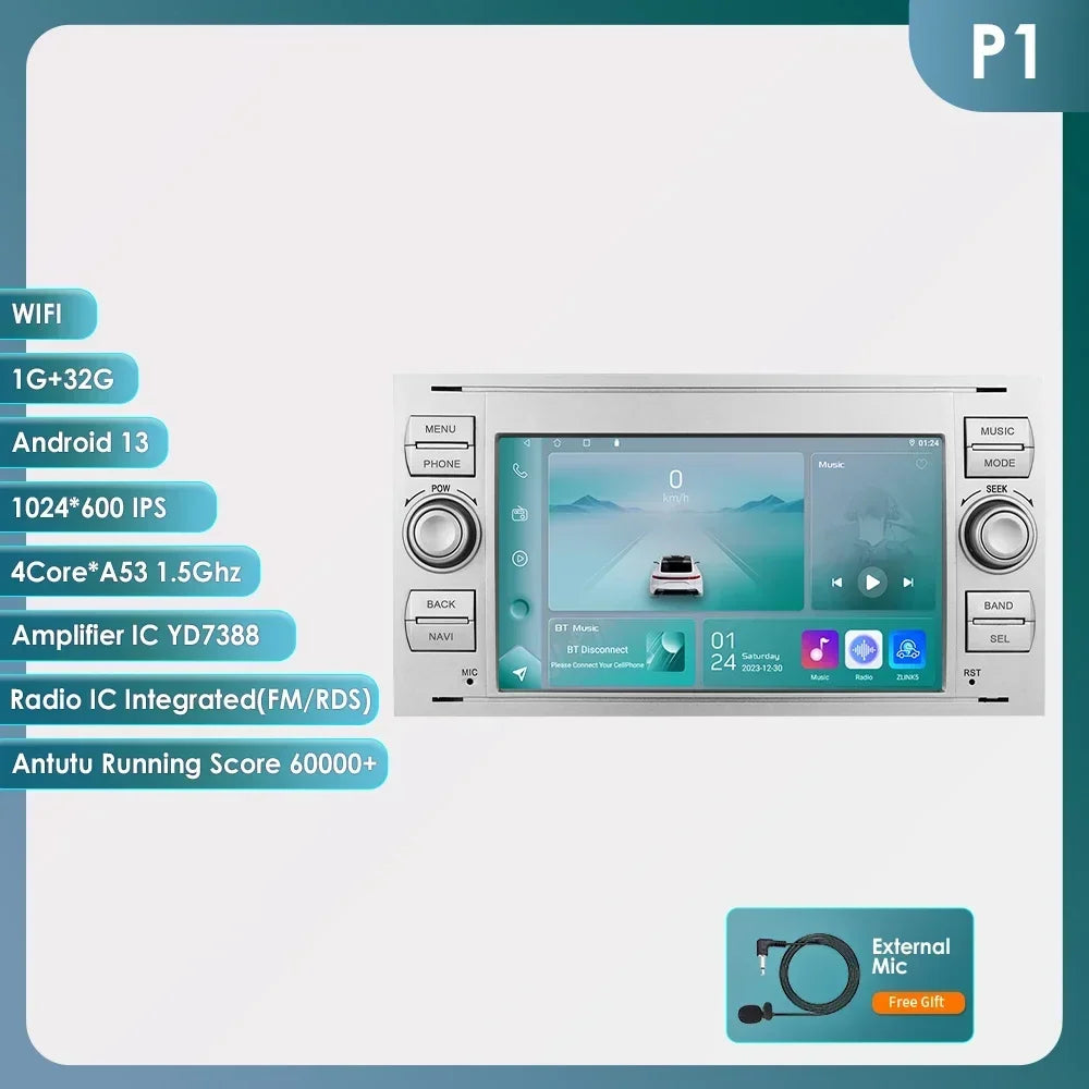 2din Carplay Android Car Radio Multimedia Player for Ford Mondeo Fiesta S-max Focus Galaxy Transit Fusion Connect Kuga GPS NOCAN