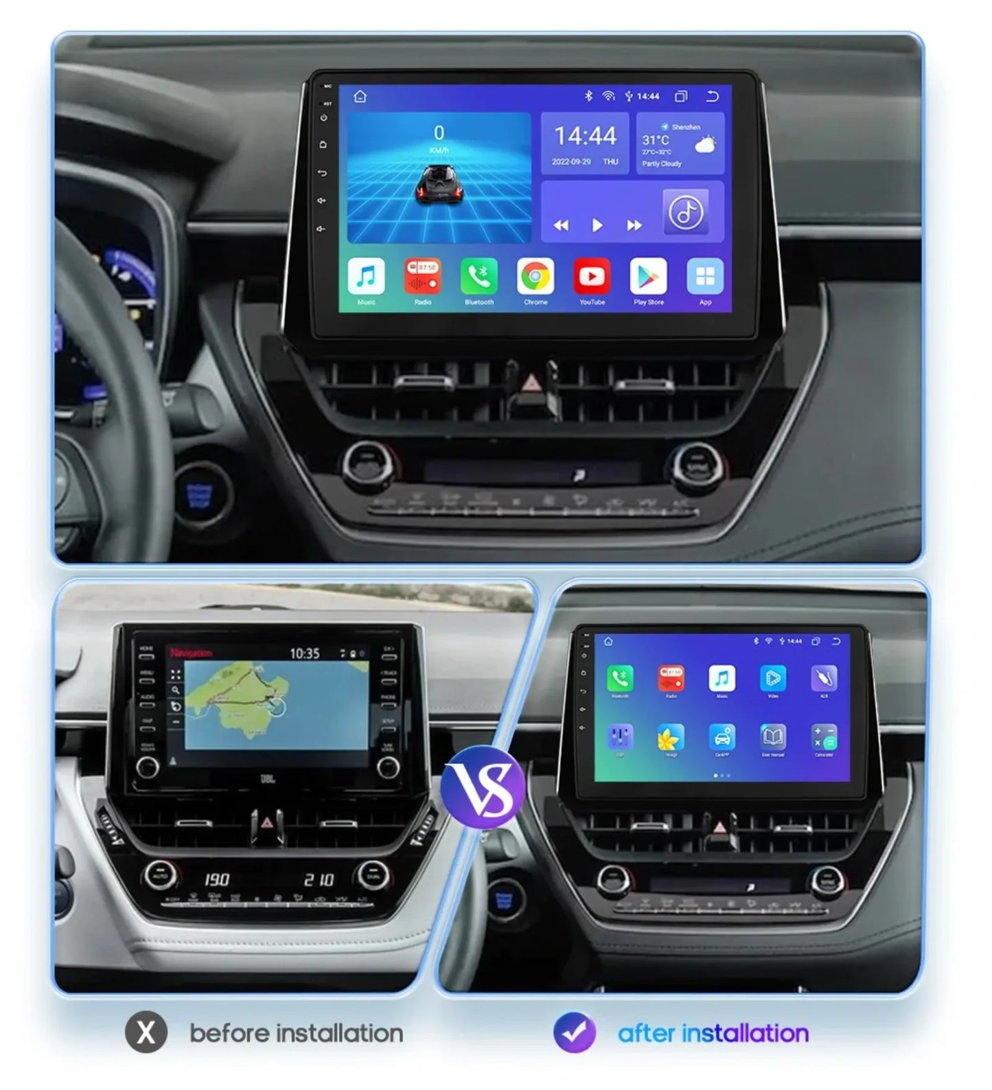 Wireless Carplay for Toyota Corolla 12 2018-2021 Android Autoradio 2 Din Car Radio Multimedia Player BT Navigation GPS Stereo 4G