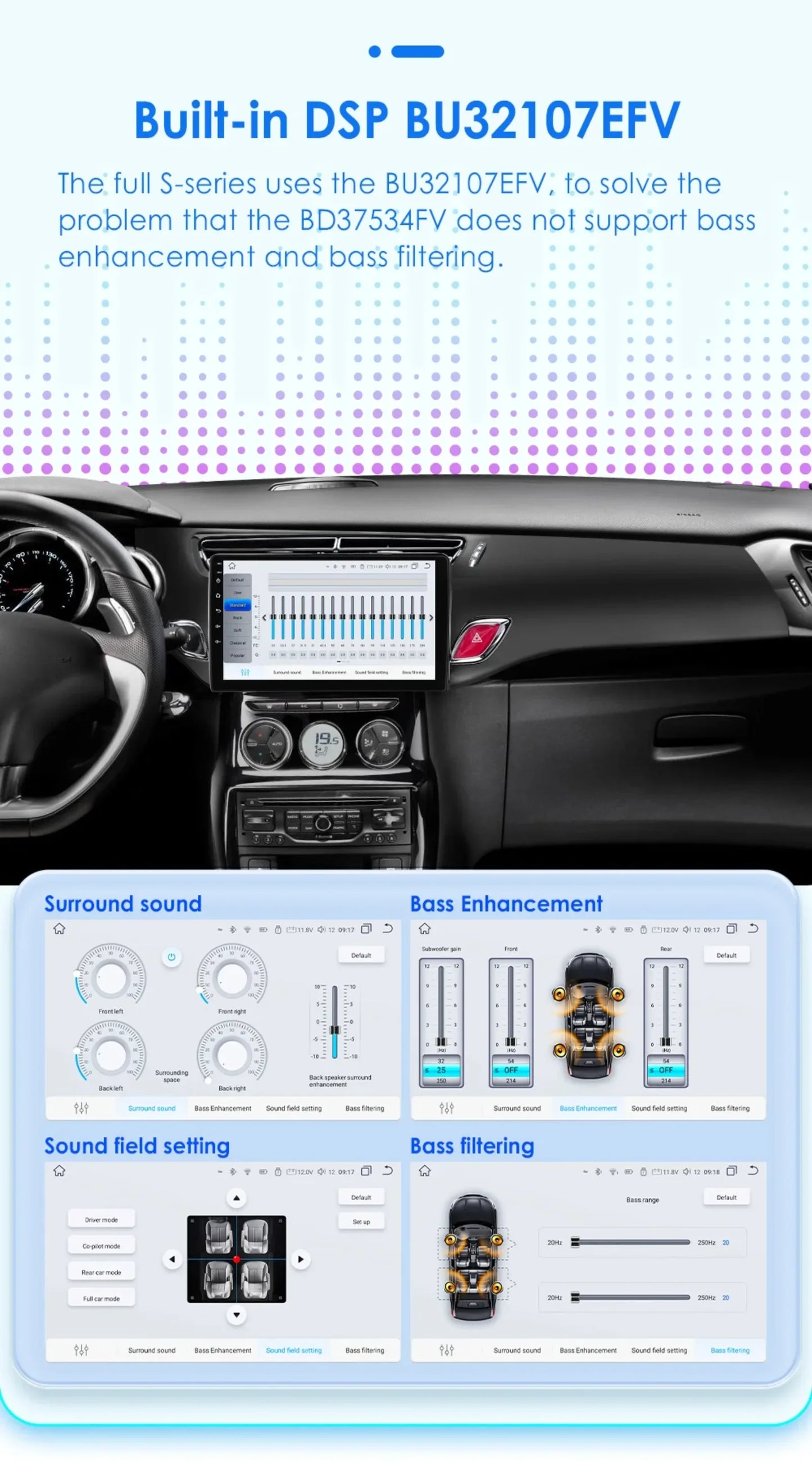 9" 2 Din Carplay Screen Android 13 Auto Radio for Citroen C3 DS3 2010 - 2016 Car Multimedia Player Navigation GPS RDS Stereo DSP