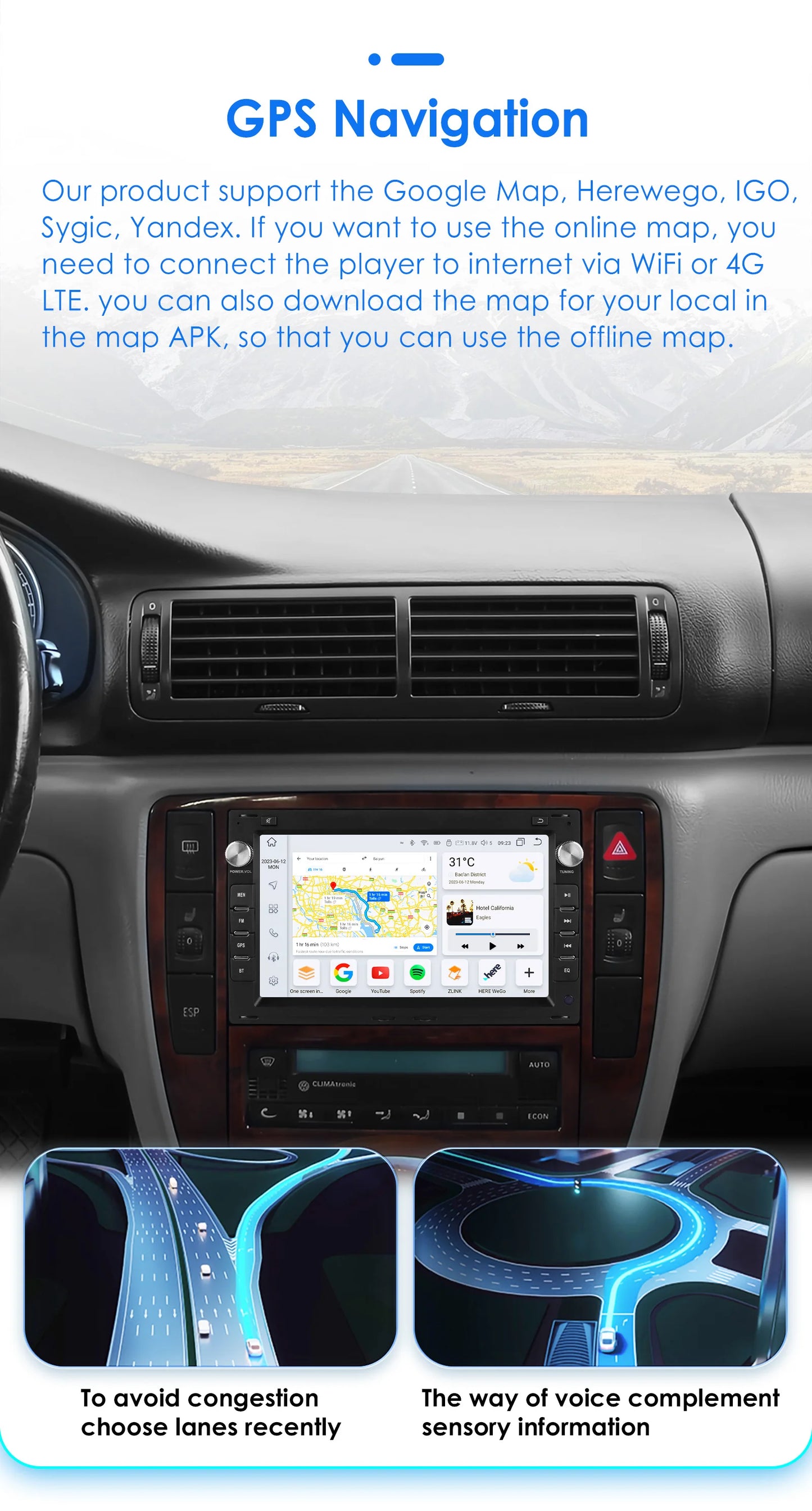 7 Inch Wireless Carplay Android Auto Android 14 Radio Car Multimedia for VW Golf 4 Passat POLO Transport T5 Multivan Seat Jetta