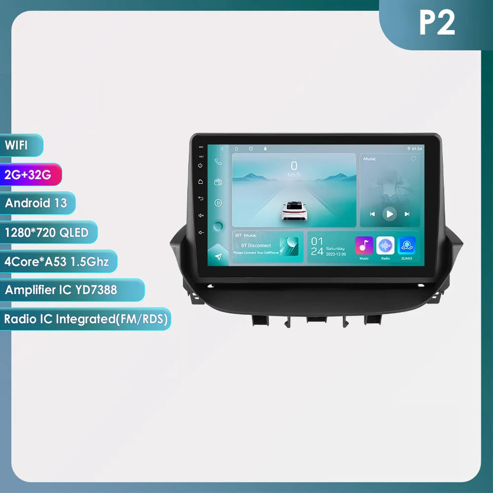 9" Android 13 Radio Car Multimedia 2Din Wireless Carplay Android Auto for Renault Laguna 2 2001-2007 Support OBD DAB RDS BT WIFI