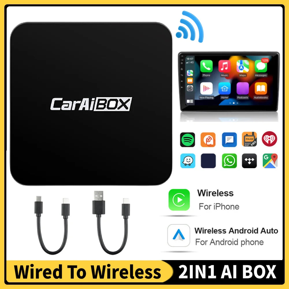 5V USB MFI Certified Carplay Wireless Adapter Wireless CarPlay Android Auto Adapter 4-Core CPU OTA Upgrade Auto Connect