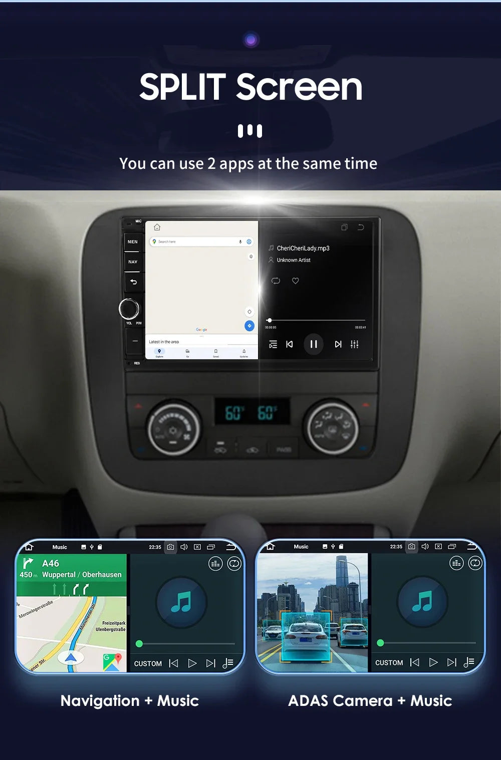 OSSURET Universal Android 14 4G 64G 7'' 2 Din Car Multimedia Player with BT GPS DSP for Toyota Verso Nissan Qashqai Hyundai I 10