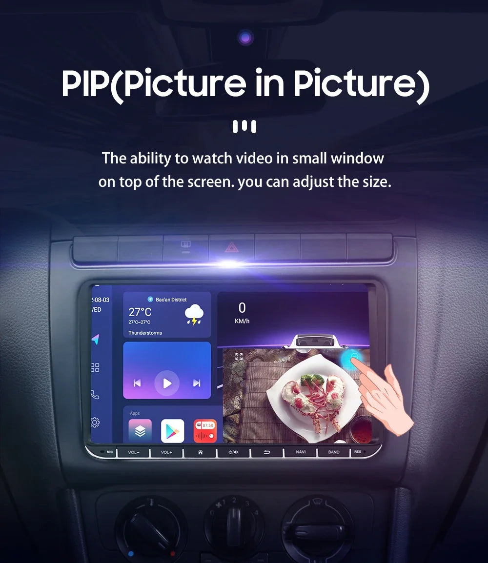 2 Din Carplay Android 14 for Volkswagen VW T5 Passat B6 Golf 6 5 Caddy Polo Touran Jetta Car Radio GPS Multimedia Player RDS BT