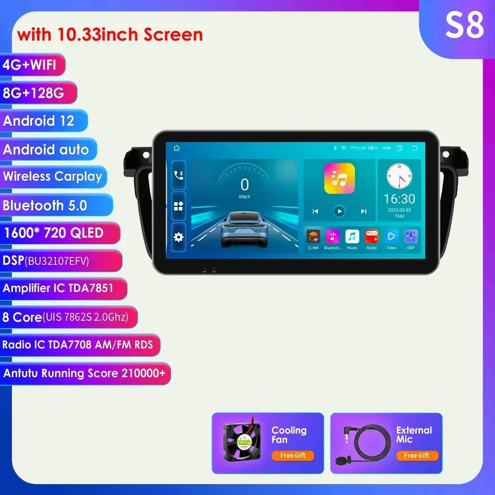 8G+128G for Peugeot 508 508SW 2011 - 2018 10.33'' Andorid 13 Auto Radio 2 Din Car Multimedia Player Carplay Screen GPS BT No DVD