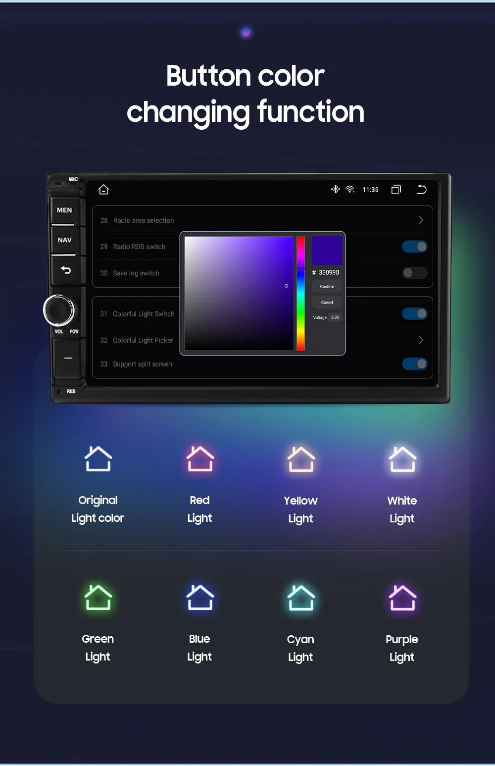 OSSURET Universal Android 14 4G 64G 7'' 2 Din Car Multimedia Player with BT GPS DSP for Toyota Verso Nissan Qashqai Hyundai I 10