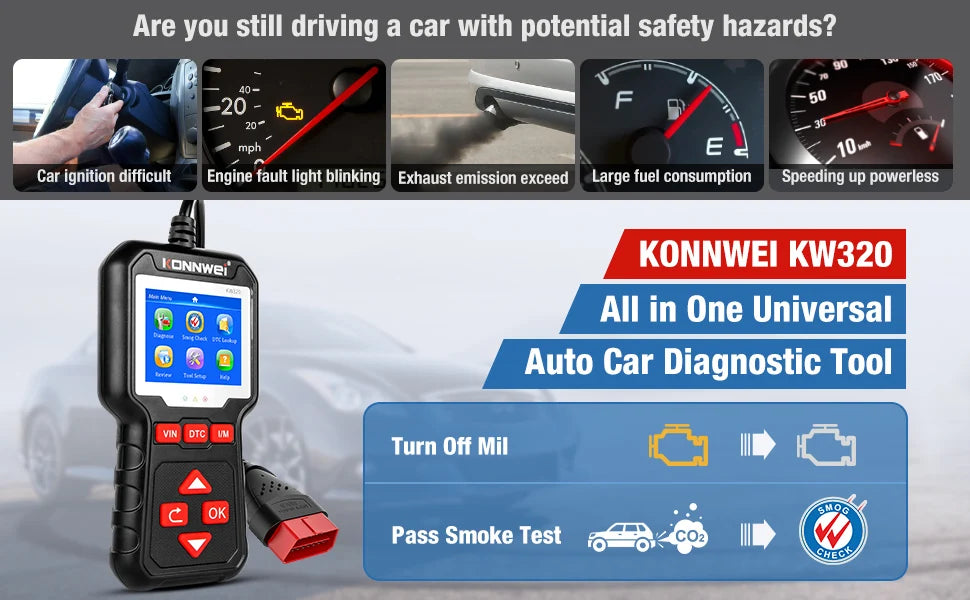 KONNWEI KW310 Obd2 Scanner for Auto Obd 2 Car Diagnostic Tool 2024 Automotive Scanner Car Tools odb2 PK Elm327