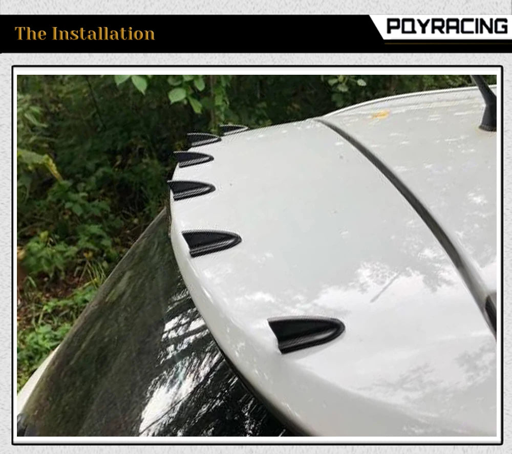 UV-protected & weatherproof 6pcs Black Car EVO-Style PP Roof Shark Fins Spoiler Wing Kit Vortex Generator PQY-WSS11