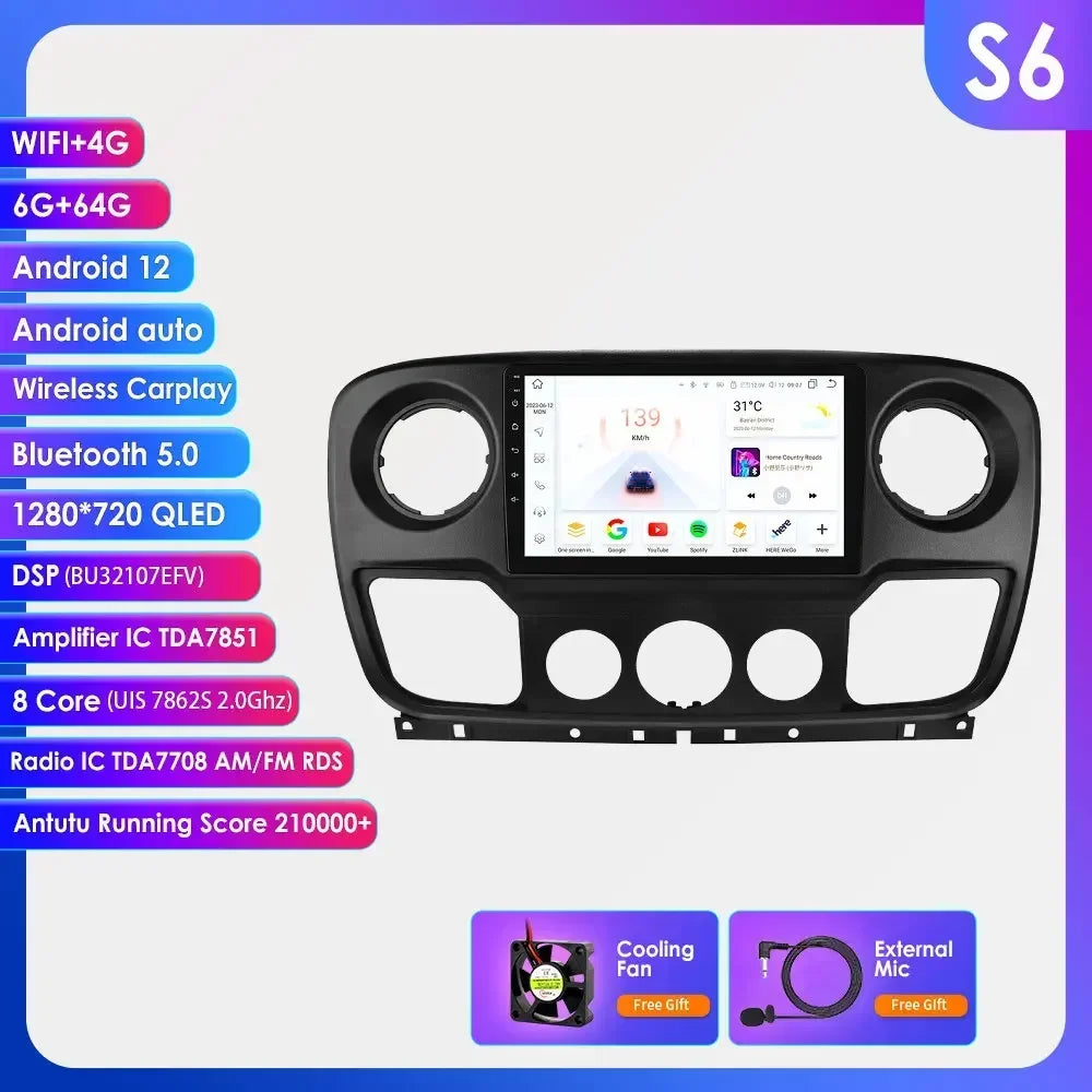 Car Multimedia Player Navigation Radio for Nissan NV400 2010-2019 for Opel Movano 2010-2019 for Renault Master lll 3 2011-2021