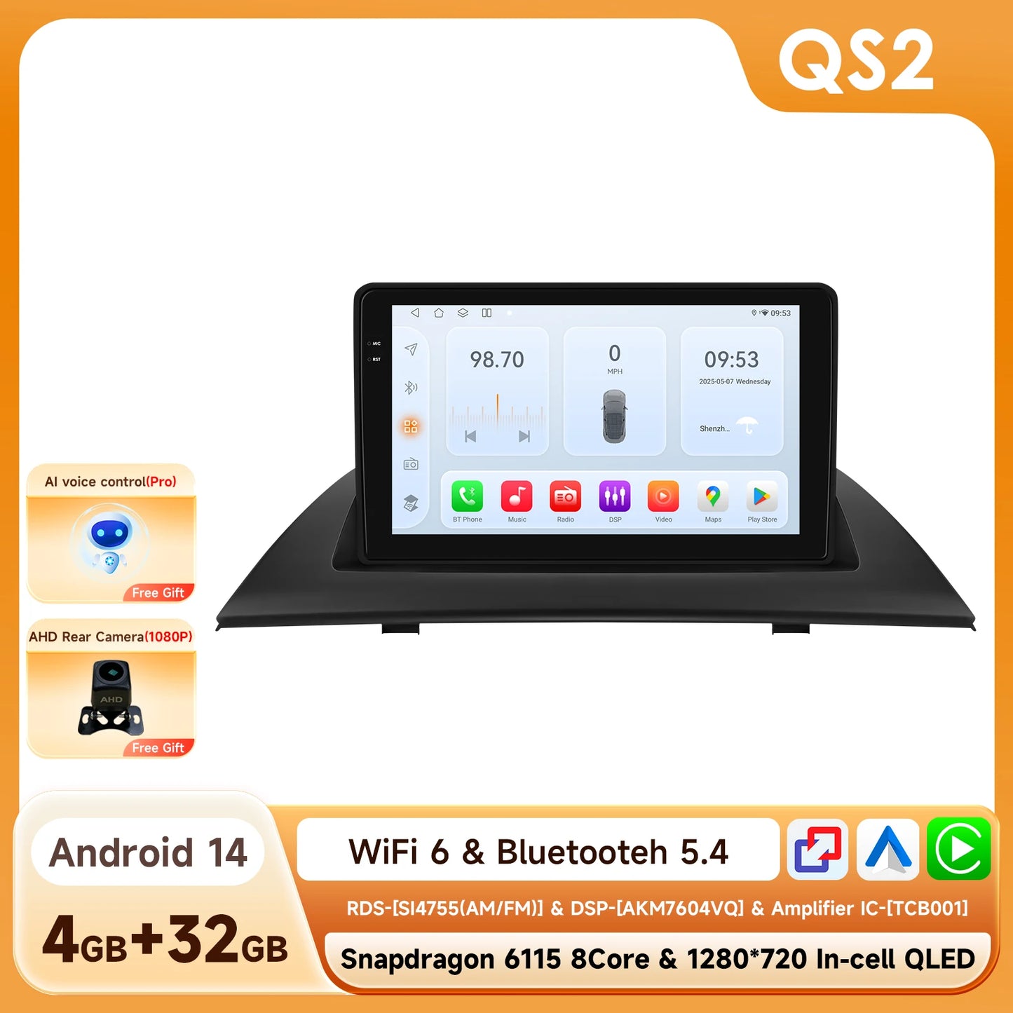 Android 14 Car Radio Multimedia Player for BMW X3 E83 2004-2012 Wireless Carplay Android Auto Navigation SWS GPS 4G DAB+ OBD2