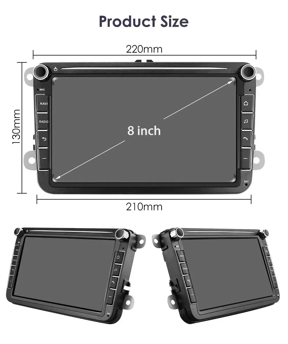 8" 2 Din Multimedia Player for Volkswagen Golf 5 Transporter VW Passat B6 Polo Jetta Skoda Seat Android 13 Carplay Car Radio GPS