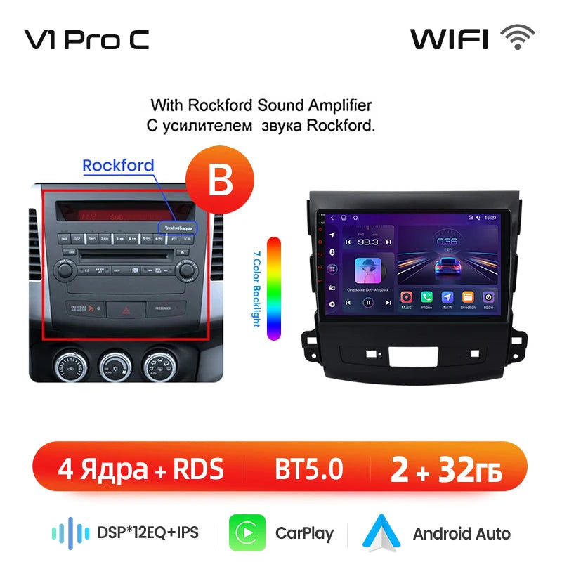 Junsun AI Wireless CarPlay Android Auto Car Radio For Mitsubishi Outlander xl 2 2005 2006-2011 4G GPS Smart Intelligent Systems