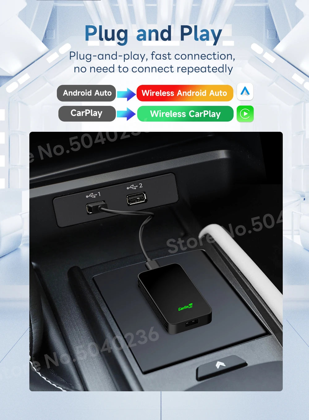 CarlinKit 5.0 2air & CarlinKit 4.0 CP2A Wireless Android Auto &CarPlay Wireless Adapter 2.4G&5.8Ghz WiFi Auto Connect OTA Update
