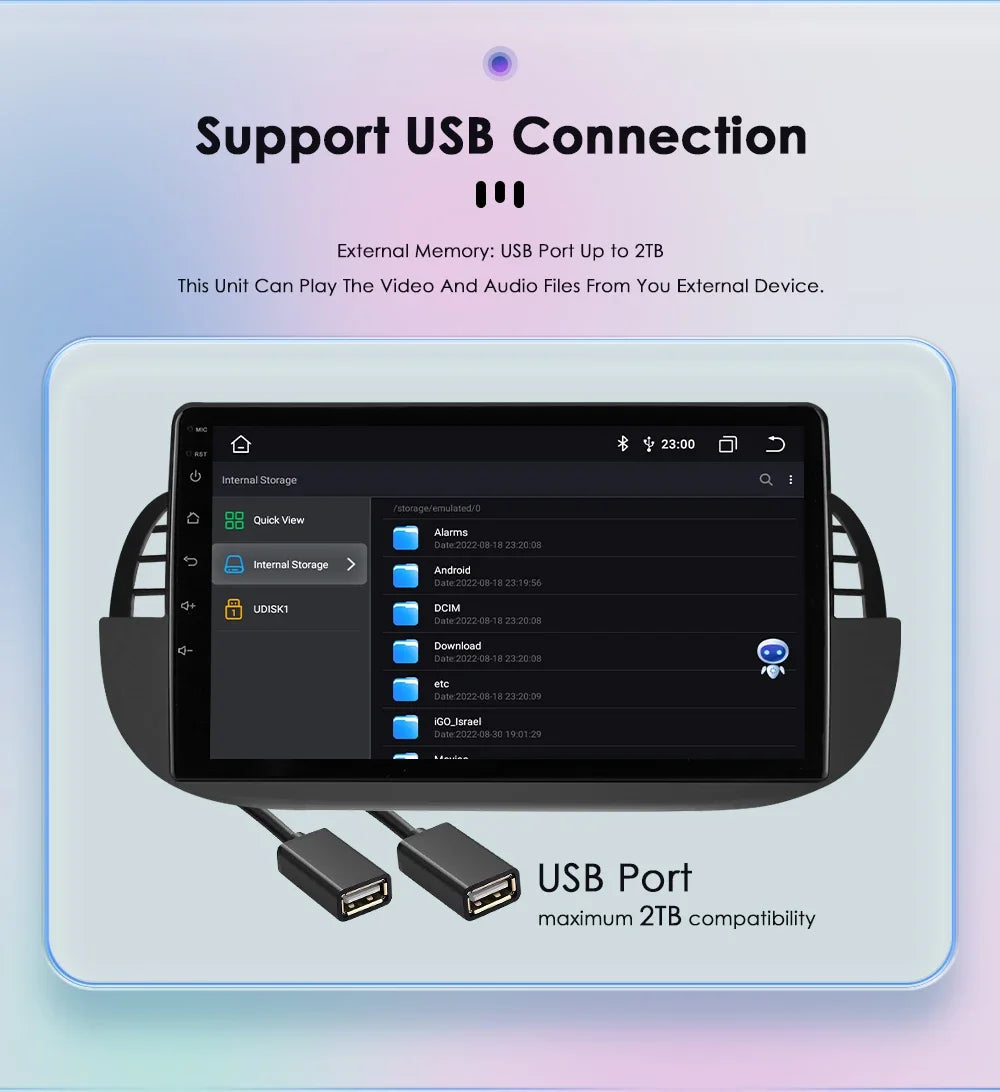 8 Core Android 13 Auto Car Radio Carplay for FIAT 500 2007-2014 Multimedia Video Player Stereo GPS Navi BT SWC RDS DSP 4G NO DVD