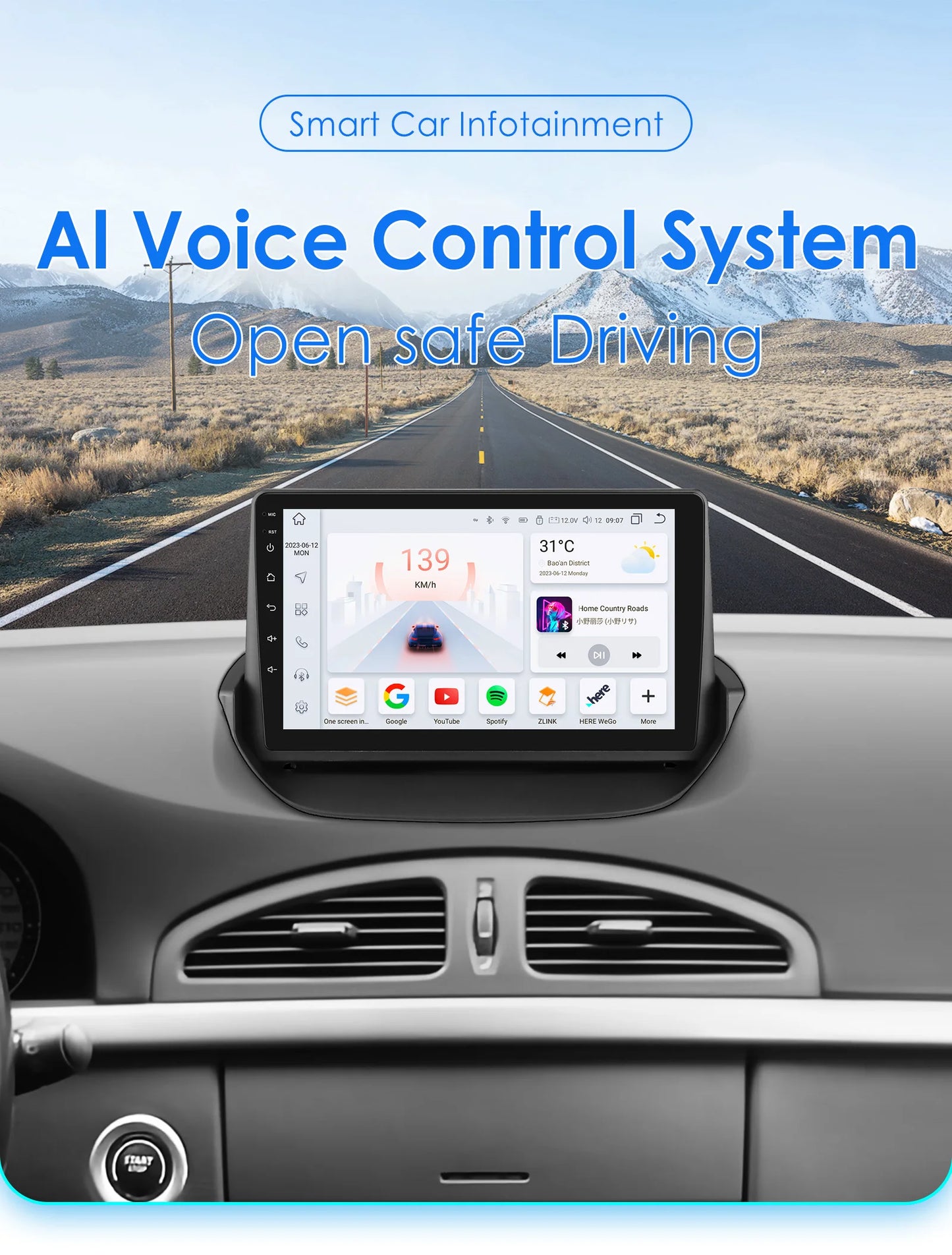 9" Android 13 Radio Car Multimedia 2Din Wireless Carplay Android Auto for Renault Laguna 2 2001-2007 Support OBD DAB RDS BT WIFI