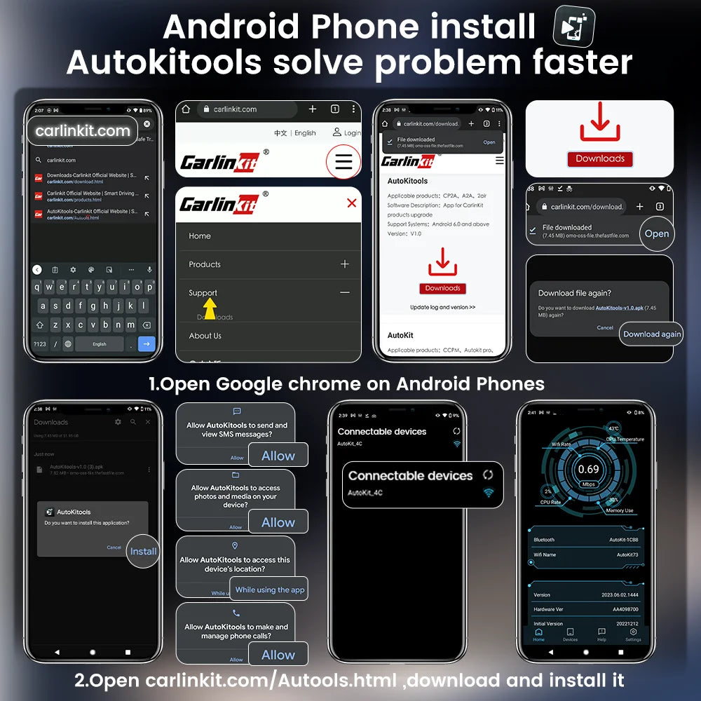 CarlinKit 5.0 2air & CarlinKit 4.0 CP2A Wireless Android Auto &CarPlay Wireless Adapter 2.4G&5.8Ghz WiFi Auto Connect OTA Update