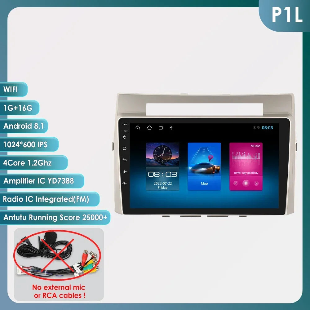 Wireless Carplay Android Auto Car Multimedia Player 9'' Touch Screen for Toyota Corolla Verso AR10 2004 2005 2006 2007 2008 2009