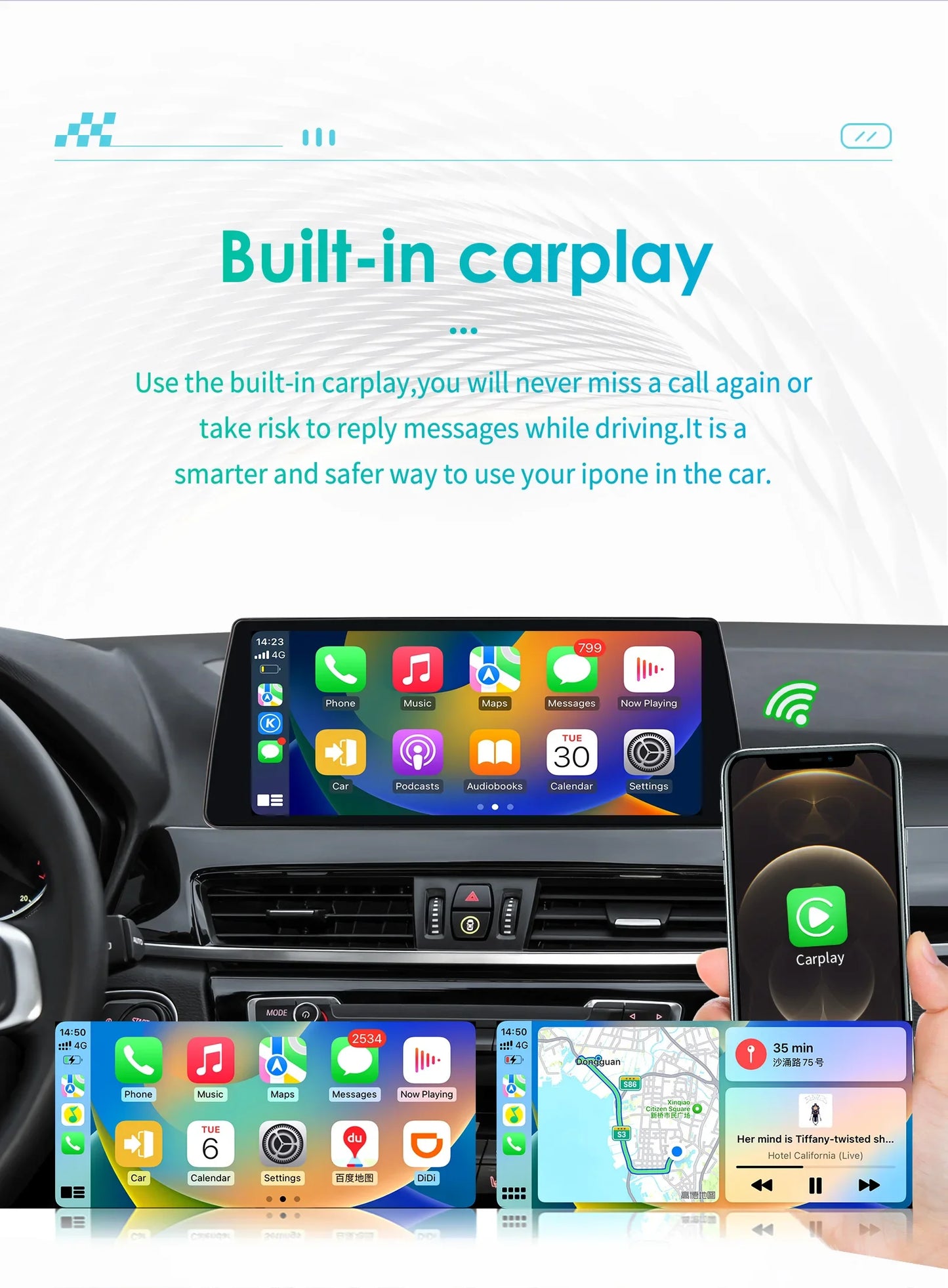 Android 13 Automotive Multimedia 2Din Wireless Carplay Android Auto for BMW X1 F48 (2016-2017)NBT Support AI Pro RDS BT WIFI GPS