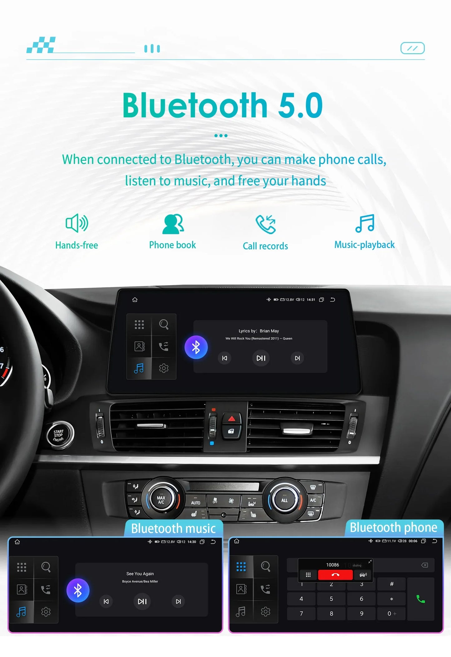 10.25" Wireless Carplay Android Car Radio Multimedia Player for BMW X3 F25 2011-2016 X4 F26 CIC NBT 2din GPS DSP BT Navi 4G QLED