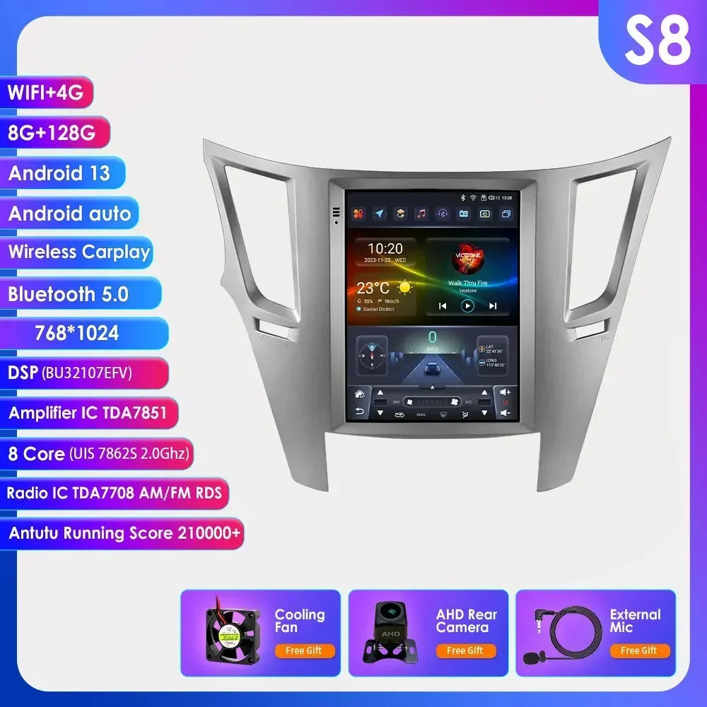 9.7" Android 13 Wireless Carplay for Subaru Outback Impreza Legacy 2009-2014 GPS Stereo Car Radio Multimedia Player 4G BT 2 Din