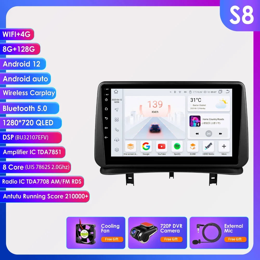 9" Wireless Carplay Radios Android Auto for Renault CLIO 3 2005 - 2014 Car Multimedia Video Player GPS Navi BT Stereo RDS 4G DSP