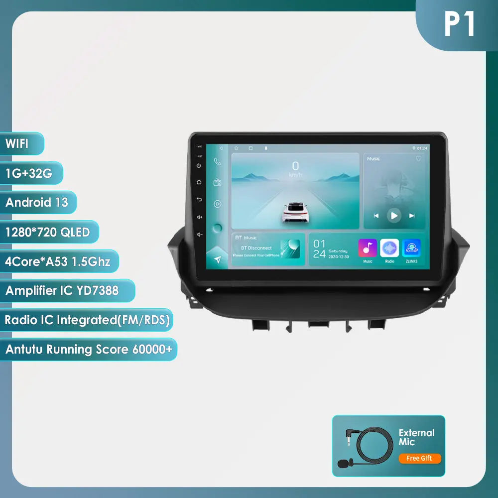 9" Android 13 Radio Car Multimedia 2Din Wireless Carplay Android Auto for Renault Laguna 2 2001-2007 Support OBD DAB RDS BT WIFI