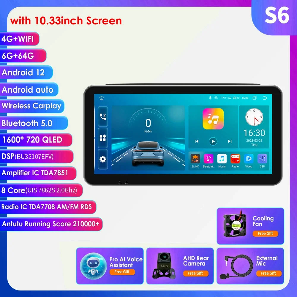 10.33" Car Intelligent System Android for Fiat Ducato 3 Citroen Jumper Peugeot Boxer 2 2006-2022 Radio Multimedia GPS Carplay 4G