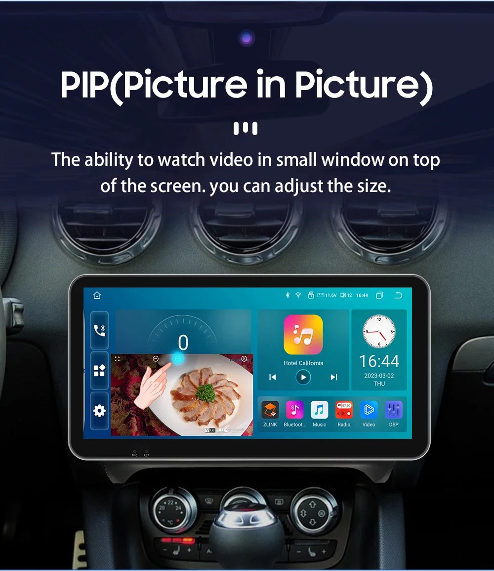 10.33" Wireless Carplay Android 13 Auto 8G+128G Car Radio Multimedia Player for AUDI TT MK2 8J 2006 2007-2014 GPS Navigation RDS