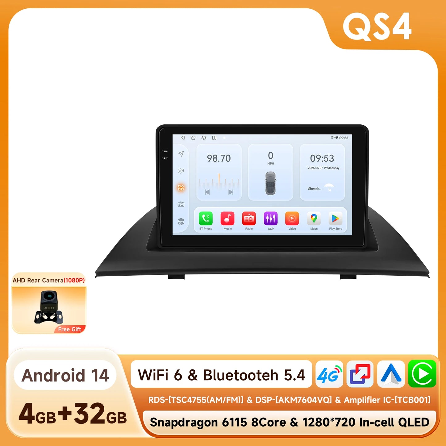 Android 14 Car Radio Multimedia Player for BMW X3 E83 2004-2012 Wireless Carplay Android Auto Navigation SWS GPS 4G DAB+ OBD2