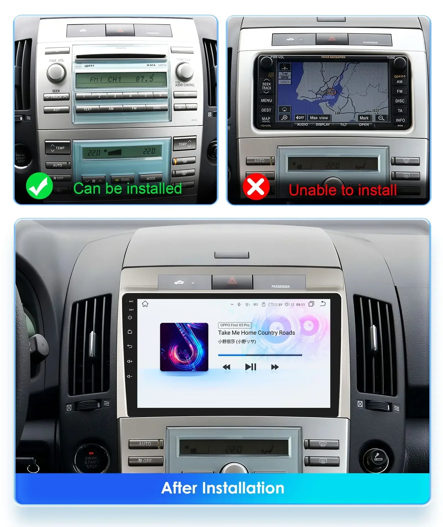 Wireless Carplay Android Auto Car Multimedia Player 9'' Touch Screen for Toyota Corolla Verso AR10 2004 2005 2006 2007 2008 2009