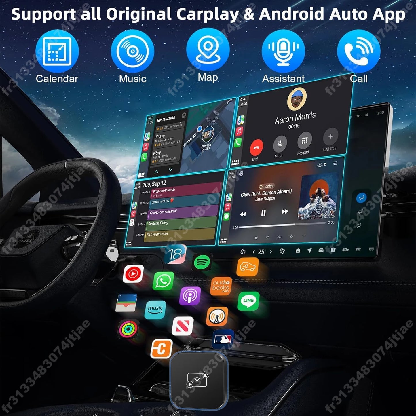 Mini Box Wired to Wireless CarPlay and Android Auto Wireless Adapter Spotify For Toyota Mazda Nissan Camry Audi Ford Kia Hyundai