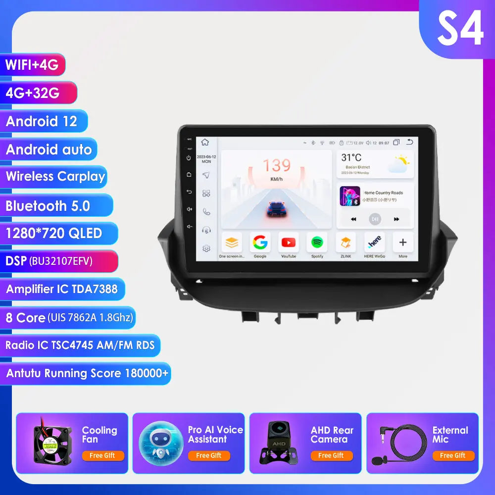 9" Android 13 Radio Car Multimedia 2Din Wireless Carplay Android Auto for Renault Laguna 2 2001-2007 Support OBD DAB RDS BT WIFI