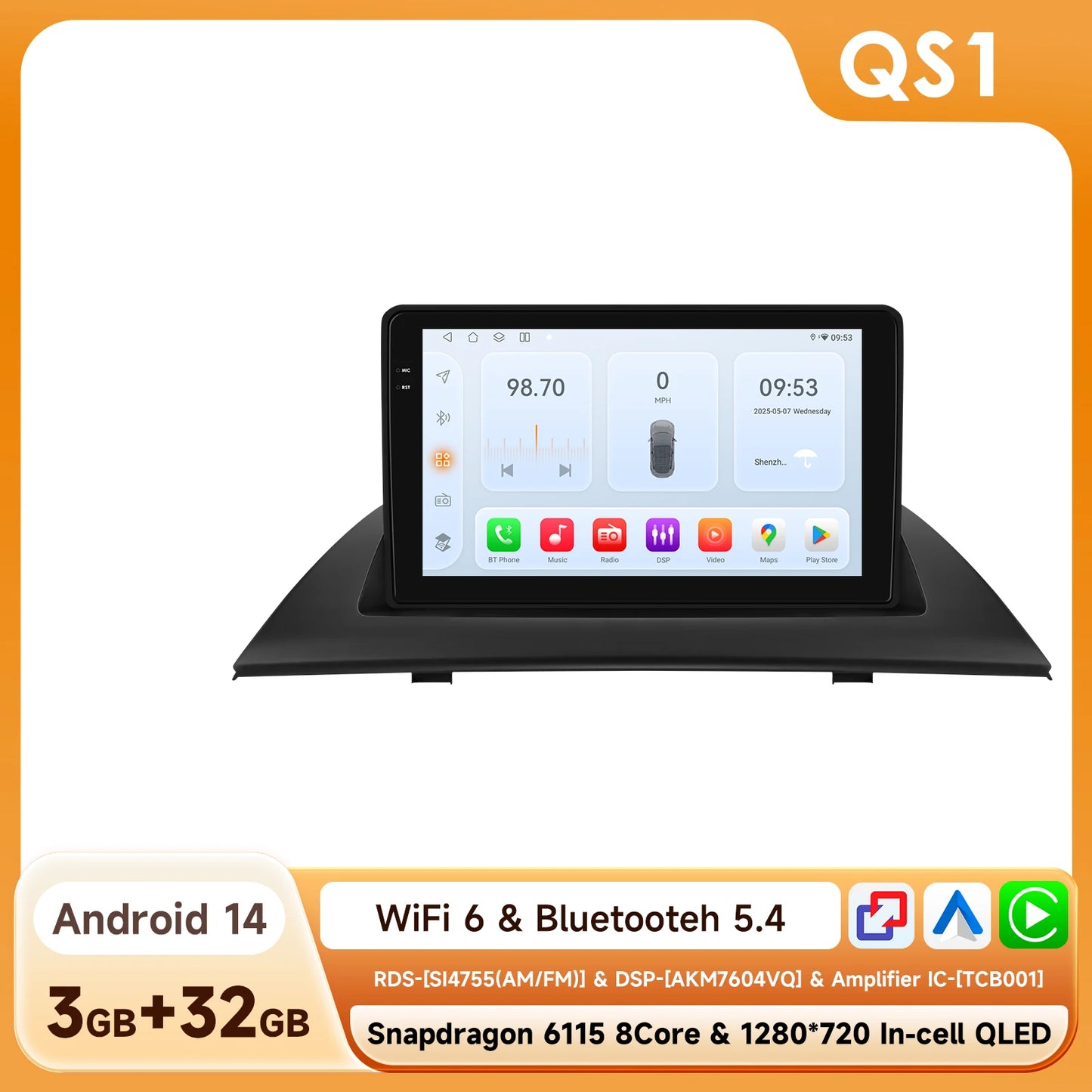 Android 14 Car Radio Multimedia Player for BMW X3 E83 2004-2012 Wireless Carplay Android Auto Navigation SWS GPS 4G DAB+ OBD2