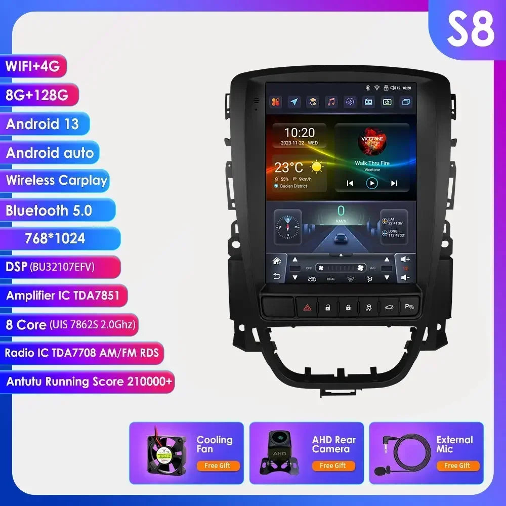 Android 14 Wireless Carplay GPS Navi Stereo for Opel Astra J Buick Verano 2009-2015 9.7" Car Radio Multimedia Player 4G BT 2 Din