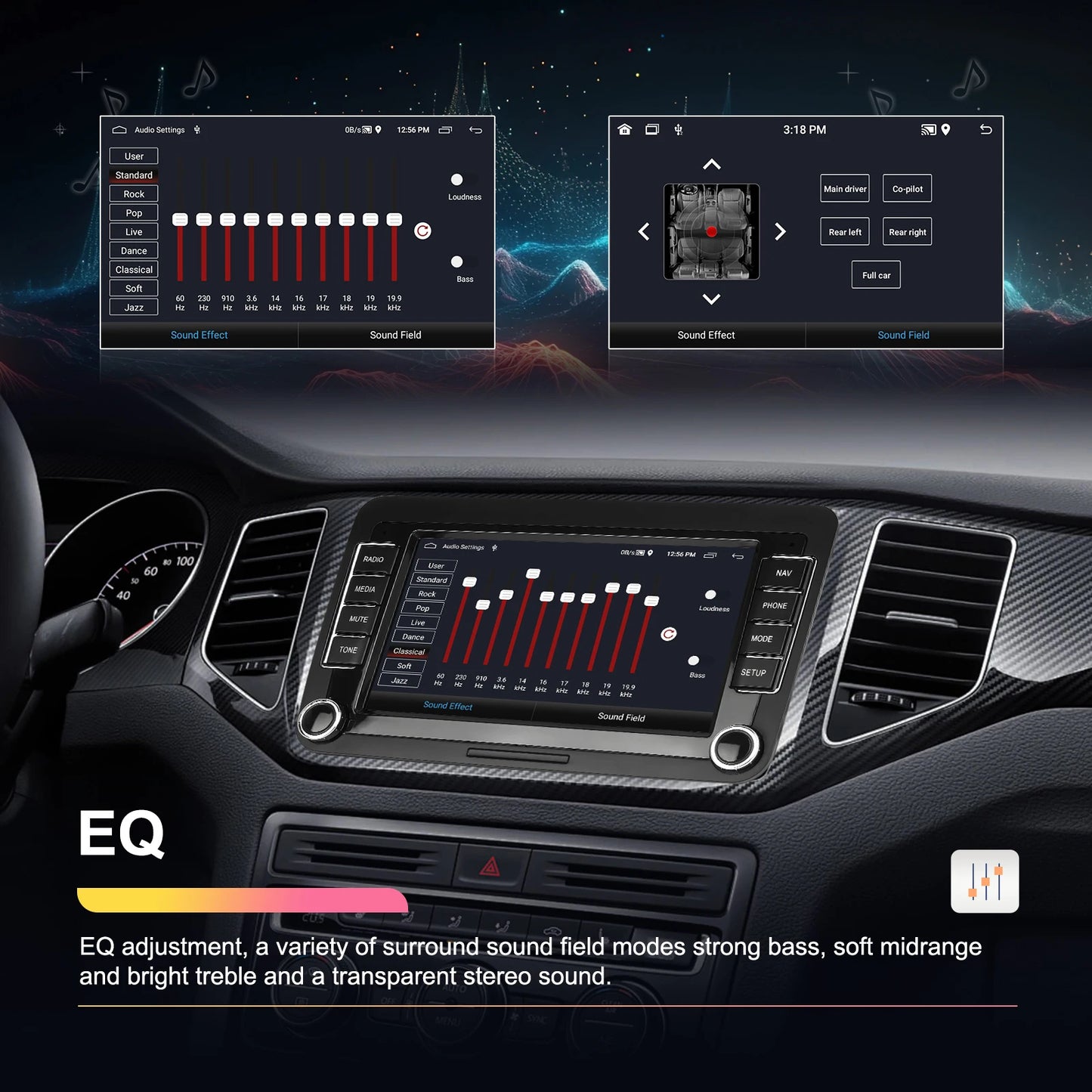 Podofo 4+64G 4Core Car Radio For VW/PASSAT/TOURAN/CADDY/BEETLE 2Din Car Stereo GPS Navigation Carplay Android Auto Car Audio