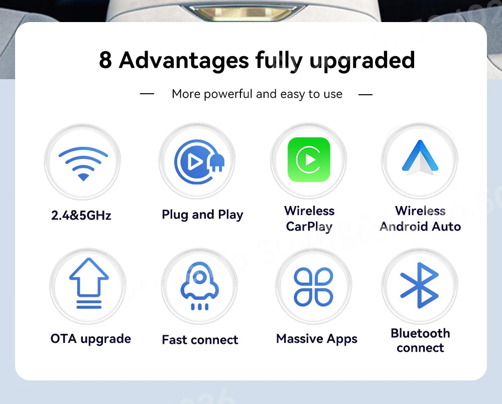 CarlinKit 5.0 2air & CarlinKit 4.0 CP2A Wireless Android Auto &CarPlay Wireless Adapter 2.4G&5.8Ghz WiFi Auto Connect OTA Update