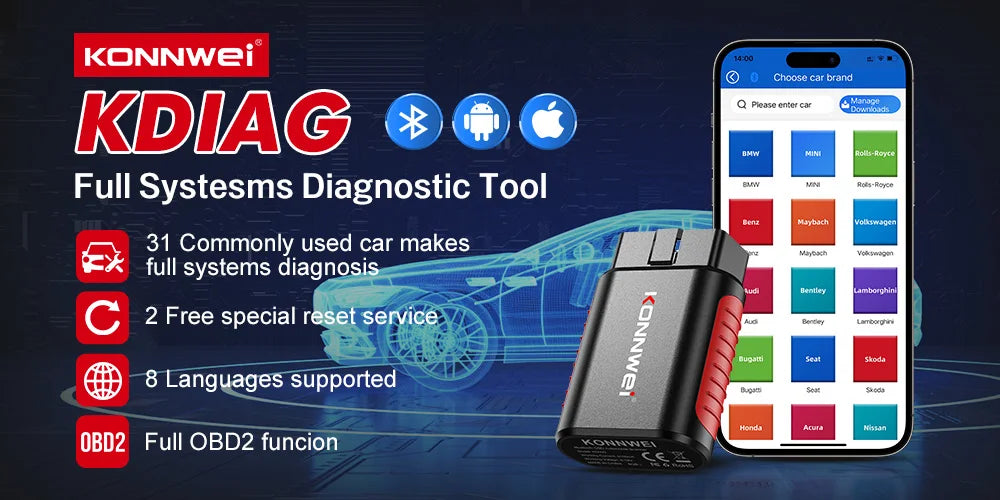 KONNWEI KW310 Obd2 Scanner for Auto Obd 2 Car Diagnostic Tool 2024 Automotive Scanner Car Tools odb2 PK Elm327