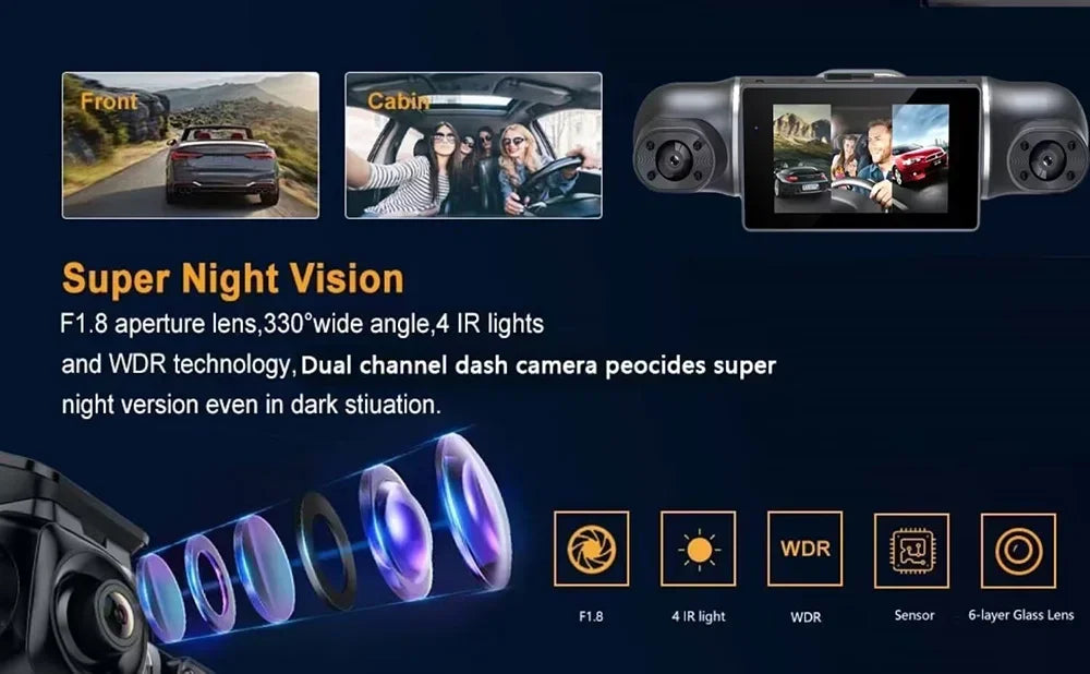 4 Channel 1080P Dash Cam for Cars WIFI GPS 360° Video Recorder Rear View Camera Car DVR 24H Hardware Kit Assecories