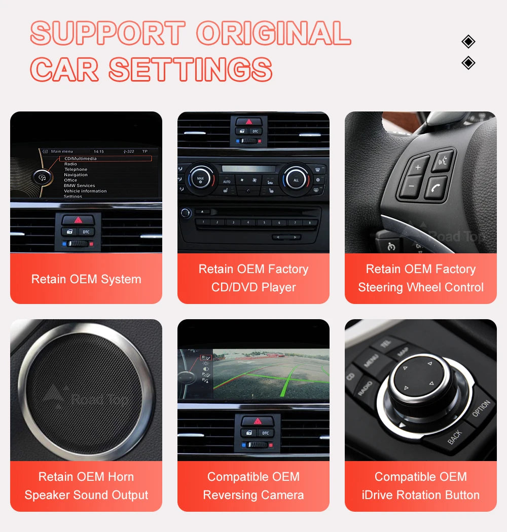 8.8"1920*720 Wireless CarPlay Android Auto Car Multimedia Display for BMW 3 Series E90 E91 E92 E93 5 Series E60 E61 Touch Screen
