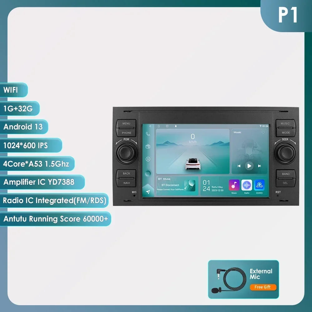 2din Carplay Android Car Radio Multimedia Player for Ford Mondeo Fiesta S-max Focus Galaxy Transit Fusion Connect Kuga GPS NOCAN
