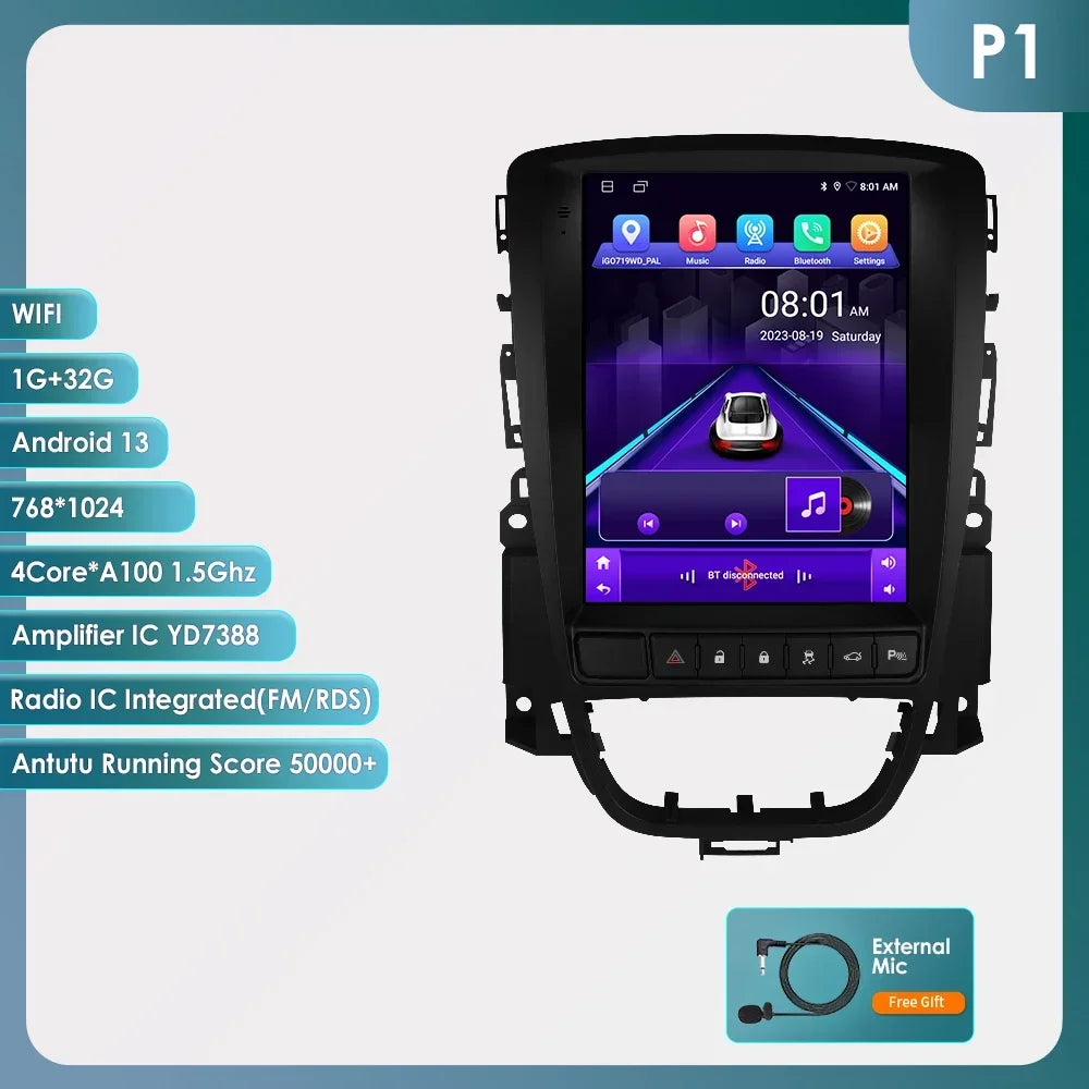 Android 14 Wireless Carplay GPS Navi Stereo for Opel Astra J Buick Verano 2009-2015 9.7" Car Radio Multimedia Player 4G BT 2 Din