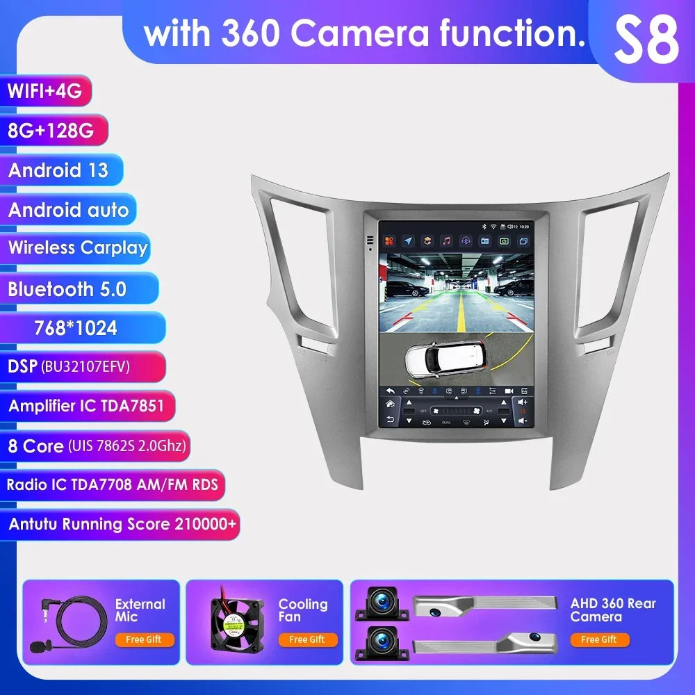 9.7" Android 13 Wireless Carplay for Subaru Outback Impreza Legacy 2009-2014 GPS Stereo Car Radio Multimedia Player 4G BT 2 Din