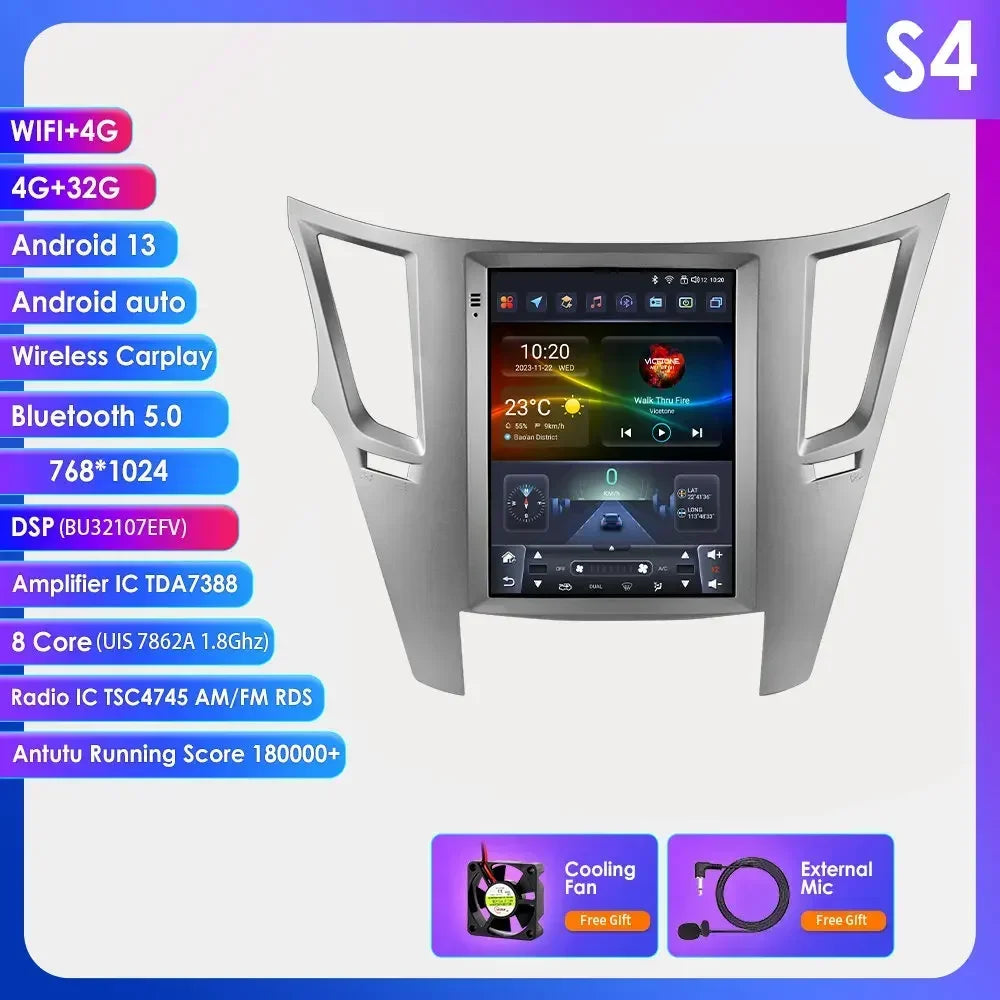 9.7" Android 13 Wireless Carplay for Subaru Outback Impreza Legacy 2009-2014 GPS Stereo Car Radio Multimedia Player 4G BT 2 Din